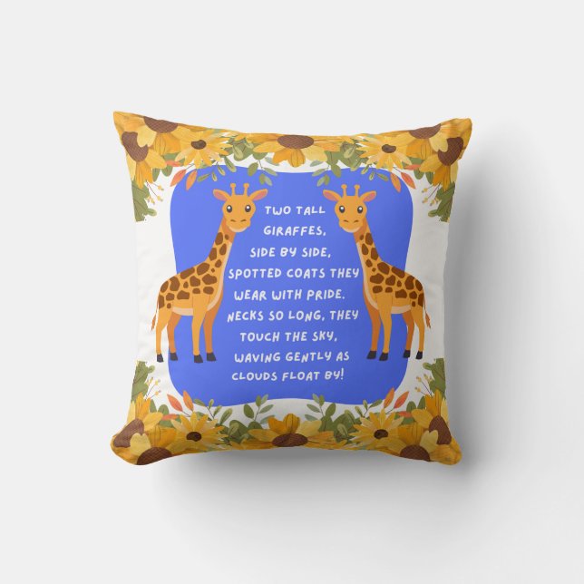 “Giraffe Sky Dreams” Throw Pillow (Front)