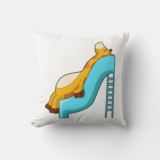 Giraffe Slide Throw Pillow (Front)