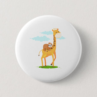 Giraffe Sloth Funny Gift For Kids Button