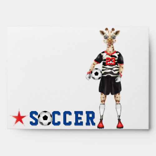 Giraffe Soccer Player Envelope