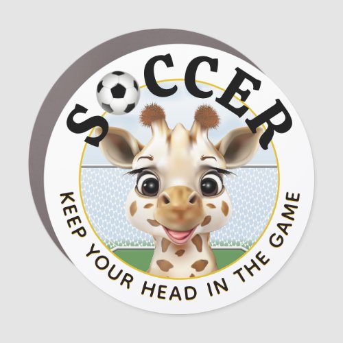 Giraffe Soccer Player Inspirational Car Magnet