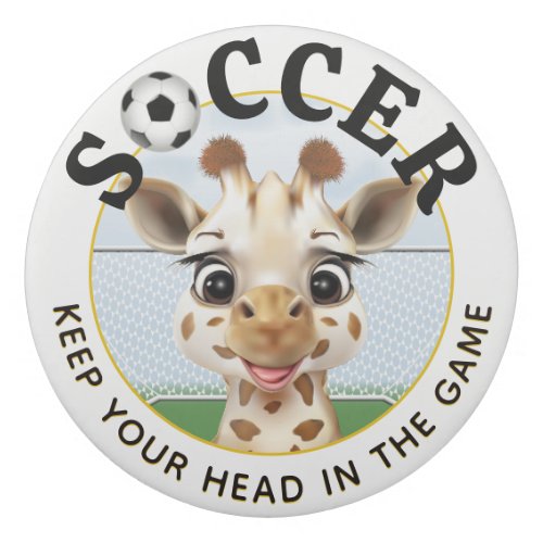 Giraffe Soccer Player Inspirational Eraser