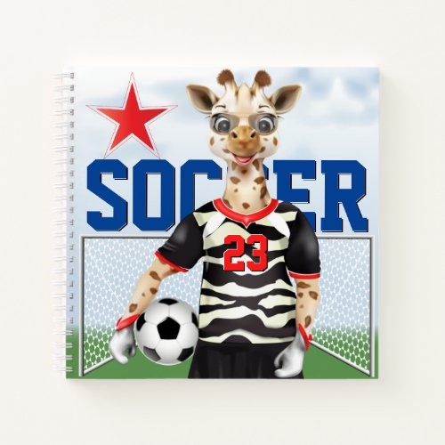 Giraffe Soccer Player Kids Notebook