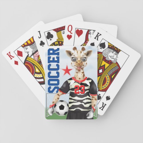 Giraffe Soccer Player Kids Playing Cards