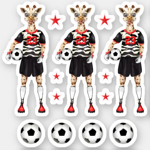 Giraffe Soccer Player Sticker