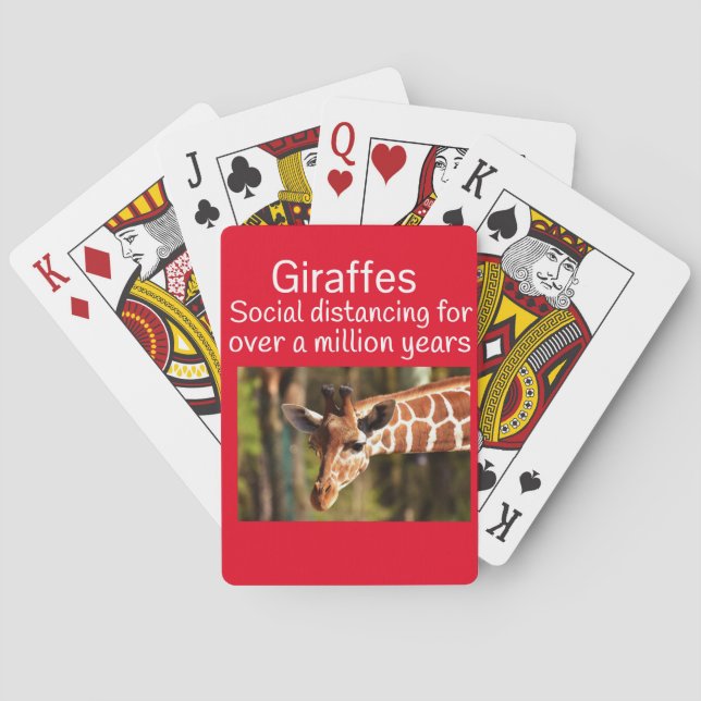 Giraffe Social Distancing Six Feet by Funnycomb Poker Cards (Back)