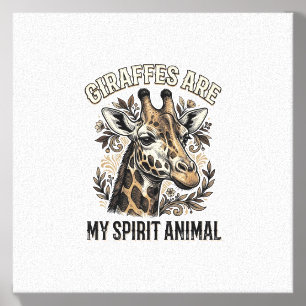 Giraffe Spirit Animal Vintage Engraving Shirt Desi Canvas Photo Tile