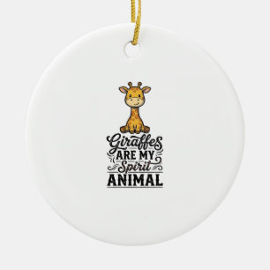 Giraffe Spirit Animal Vintage Engraving Shirt Desi Ceramic Ornament