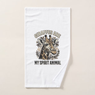 Giraffe Spirit Animal Vintage Engraving Shirt Desi Hand Towel