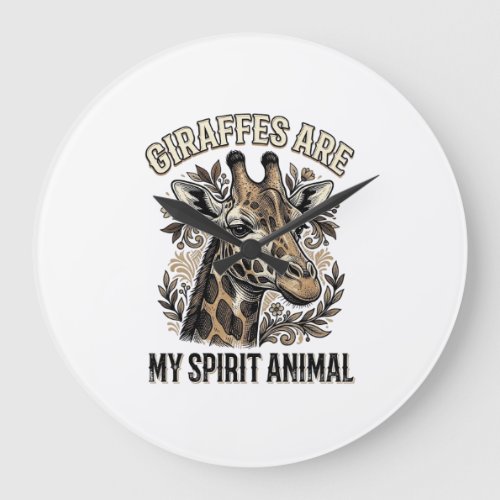 Giraffe Spirit Animal Vintage Engraving Shirt Desi Large Clock