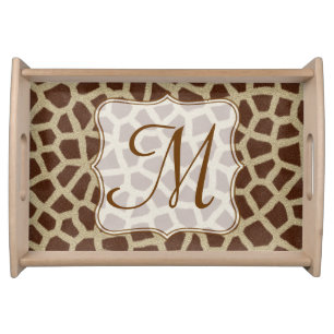 Giraffe Spot Animal Print Monogram Serving Tray