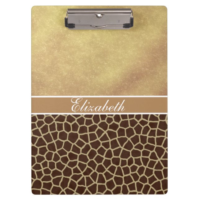 Giraffe Spot Gold Glitter Photo Print Clipboard (Front)