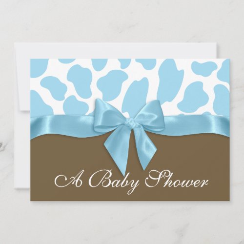 Giraffe Spots and Blue Bow Baby Shower Invitation