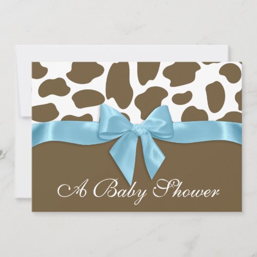 Giraffe Spots and Blue Bow Baby Shower Invitation