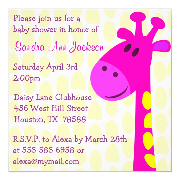 Giraffe Spots Baby Shower Invitation