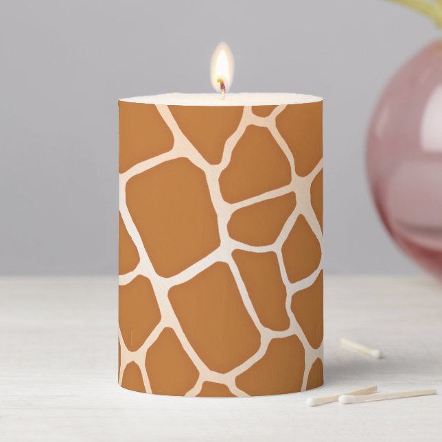 Giraffe Spots Exotic Animal Print  Pillar Candle (In Situ)