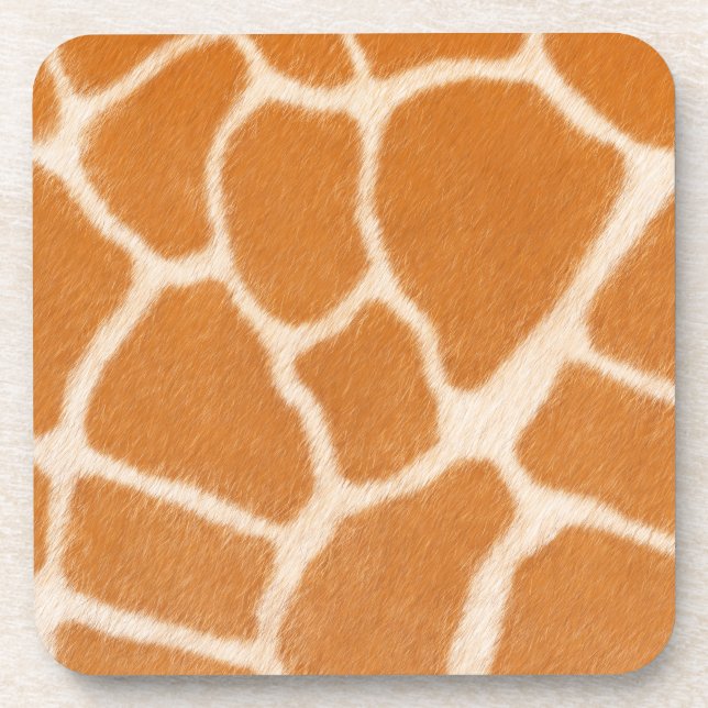 Giraffe Spots Exotic Fur Realistic Animal Print Beverage Coaster (Front)