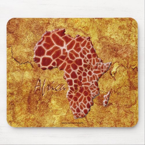 Giraffe Spots Map of AFRICA on Parchment Wildlife Mouse Pad