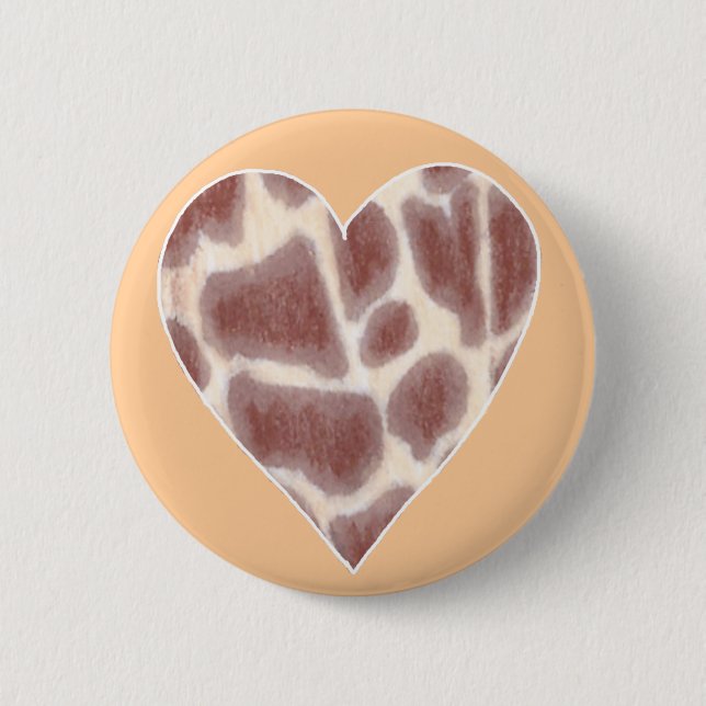Giraffe Spots Pattern in a Heart Shape Buttons (Front)