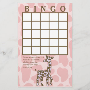 Giraffe Spots Pink Bingo Card