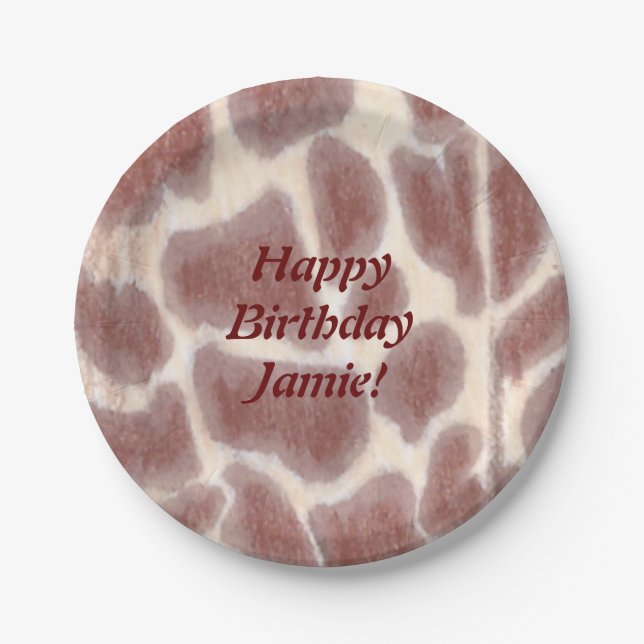 Giraffe Spots Safari Birthday Plates (Front)