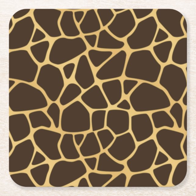 Giraffe Spotted Background Square Paper Coaster (Front)
