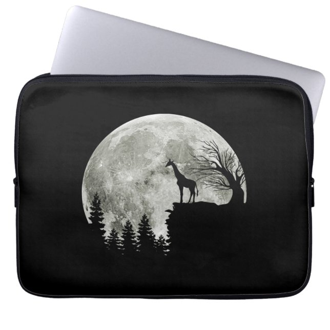 Giraffe Stand On Mountain Spooky Halloween Moon Laptop Sleeve (Front)