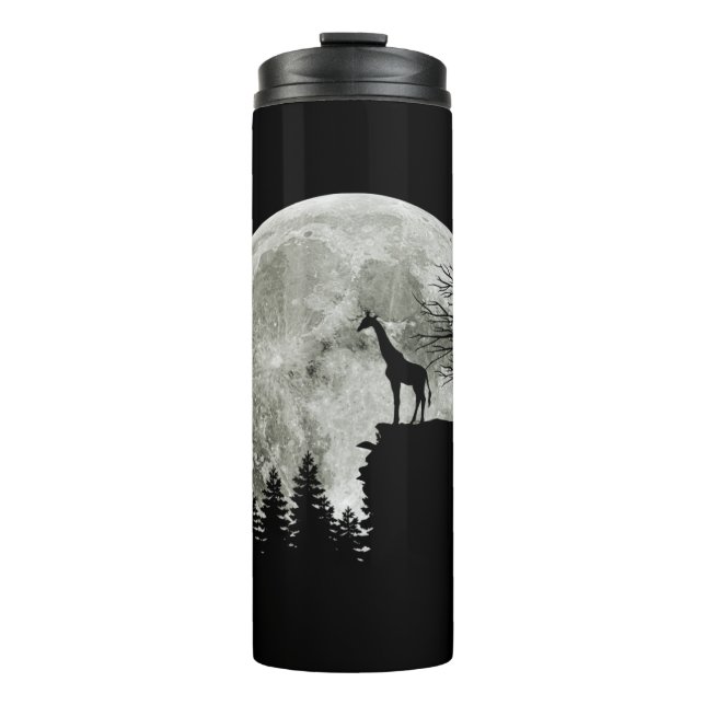Giraffe Stand On Mountain Spooky Halloween Moon Thermal Tumbler (Front)