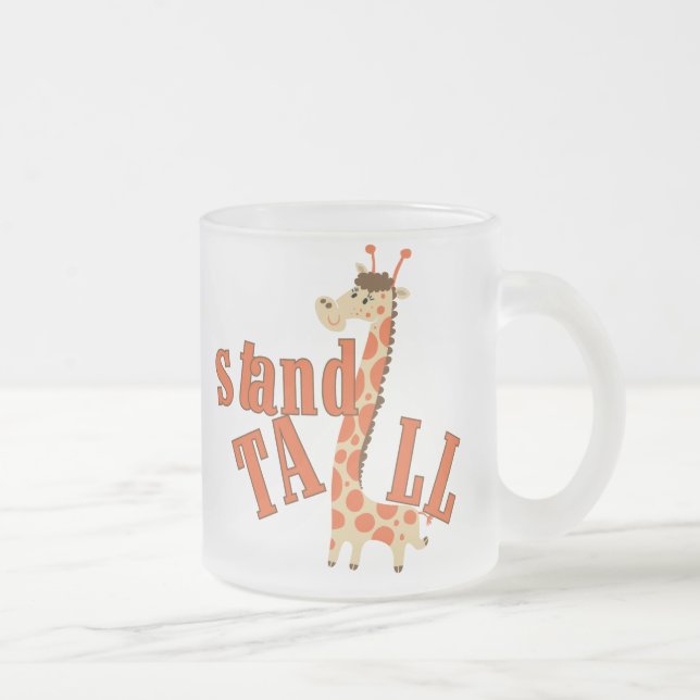 Giraffe Stand Tall Frosted Glass Coffee Mug (Right)