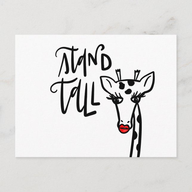 Giraffe Stand Tall, hand lettered Postcard (Front)