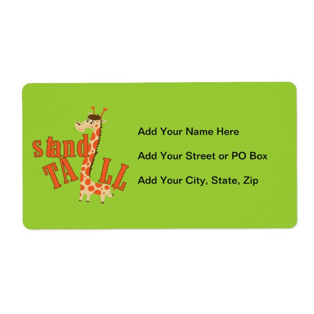 Giraffe Stand Tall Label (Front)