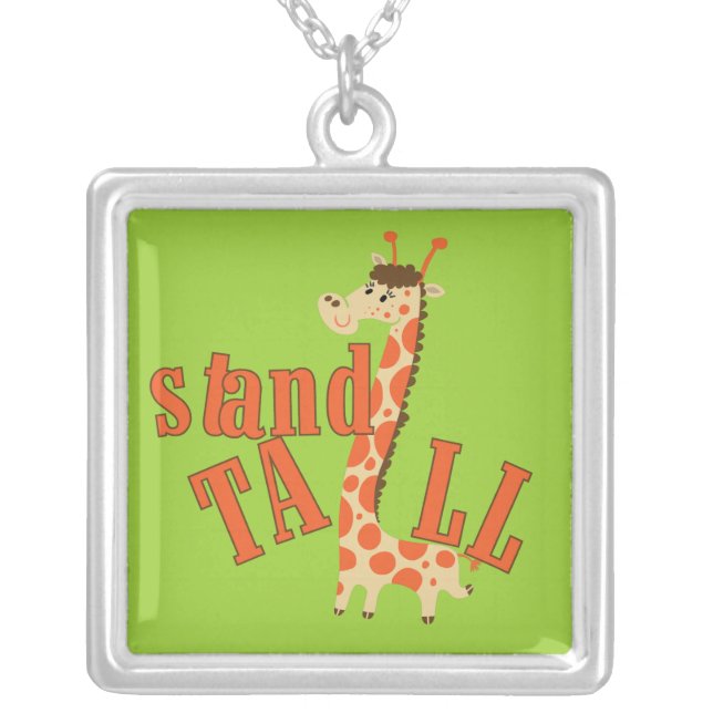 Giraffe Stand Tall Silver Plated Necklace (Front)