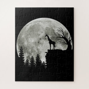 Giraffe Standing On Moon Halloween Gift For Her Jigsaw Puzzle