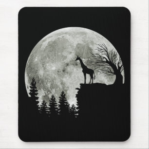 Giraffe Standing On Moon Halloween Gift For Her Mouse Pad