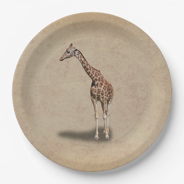 GIRAFFE STANDING TALL PAPER PLATES (Front)