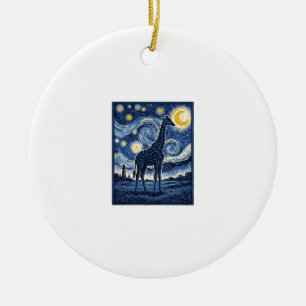 Giraffe Starry Night Vintage Ceramic Ornament