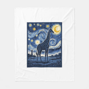 Giraffe Starry Night Vintage Fleece Blanket
