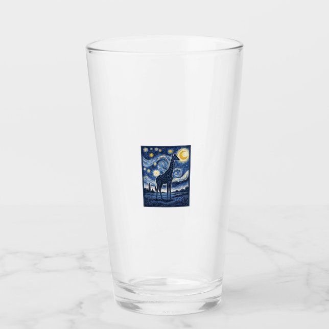Giraffe Starry Night Vintage Glass (Front)
