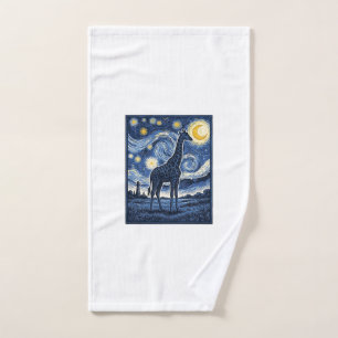 Giraffe Starry Night Vintage Hand Towel