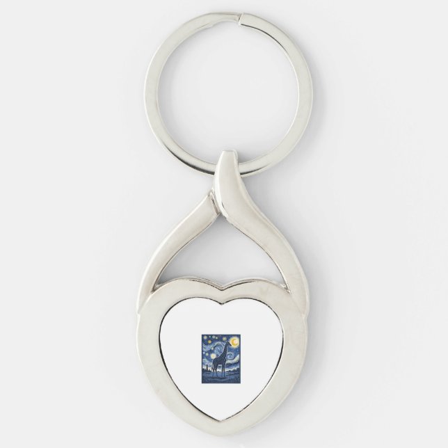 Giraffe Starry Night Vintage Keychain (Front)