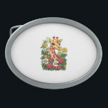 Giraffe Strawberries and Flowers Graphic Cute Gira Belt Buckle<br><div class="desc">Giraffe Strawberries and Flowers Graphic Cute Giraffe</div>