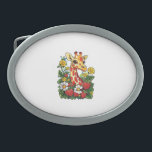 Giraffe Strawberries and Flowers Graphic Cute Gira Belt Buckle<br><div class="desc">Giraffe Strawberries and Flowers Graphic Cute Giraffe</div>