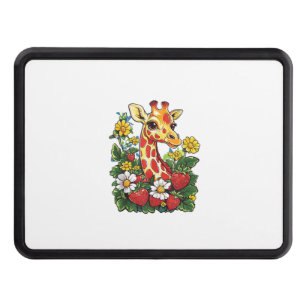 Giraffe Strawberries and Flowers Graphic Cute Gira Hitch Cover