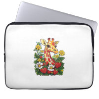 Giraffe Strawberries and Flowers Graphic Cute Gira