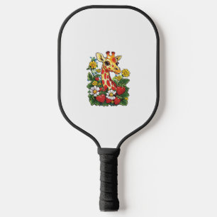 Giraffe Strawberries and Flowers Graphic Cute Gira Pickleball Paddle