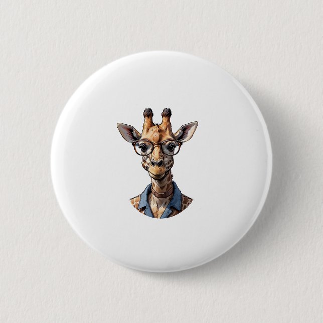 Giraffe_ Stylish in Glasses   Button (Front)