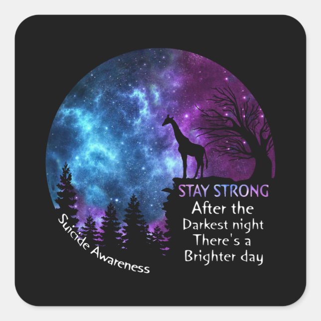 Giraffe Suicide Awareness Stay Strong Giraffe Gift Square Sticker (Front)