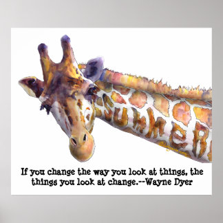 Giraffe Summer Quote Watercolor Poster Print