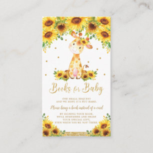 Giraffe Sunflower Baby Shower Bring a Book Enclosure Card