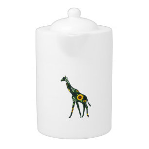 Giraffe Sunflower Girl Floral Ruminant Hawaiian Wo Teapot